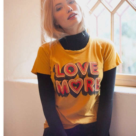 LOVE MORE yellow mustard Graphic T-Shirt Tee - Picture 6 of 7